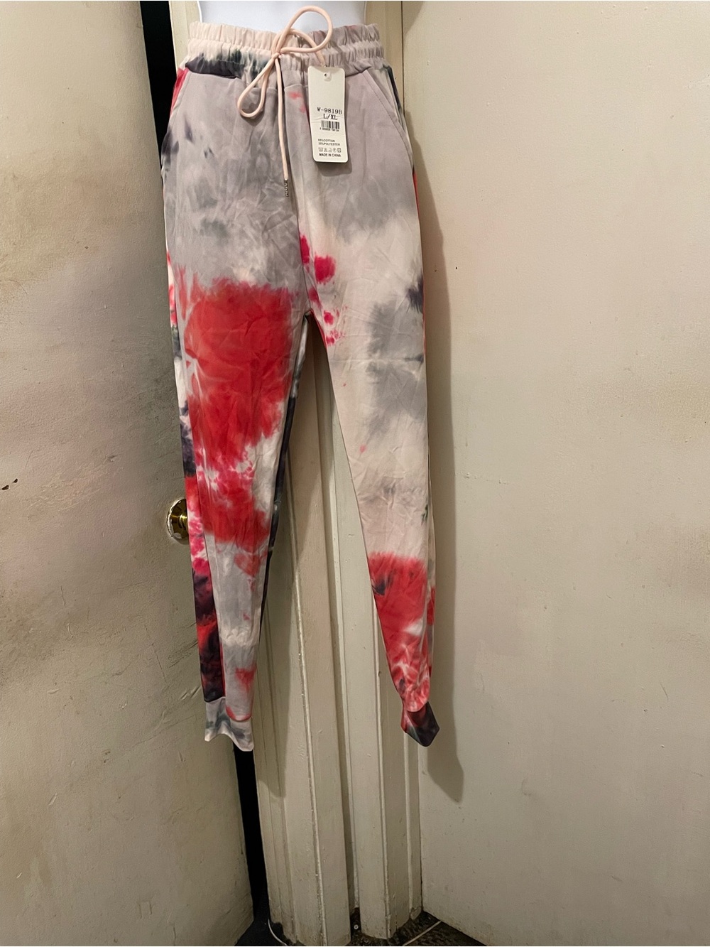 Women’s Tie Dye Jogger Pants Drawstring Elastic Waist Pockets Size L/XL